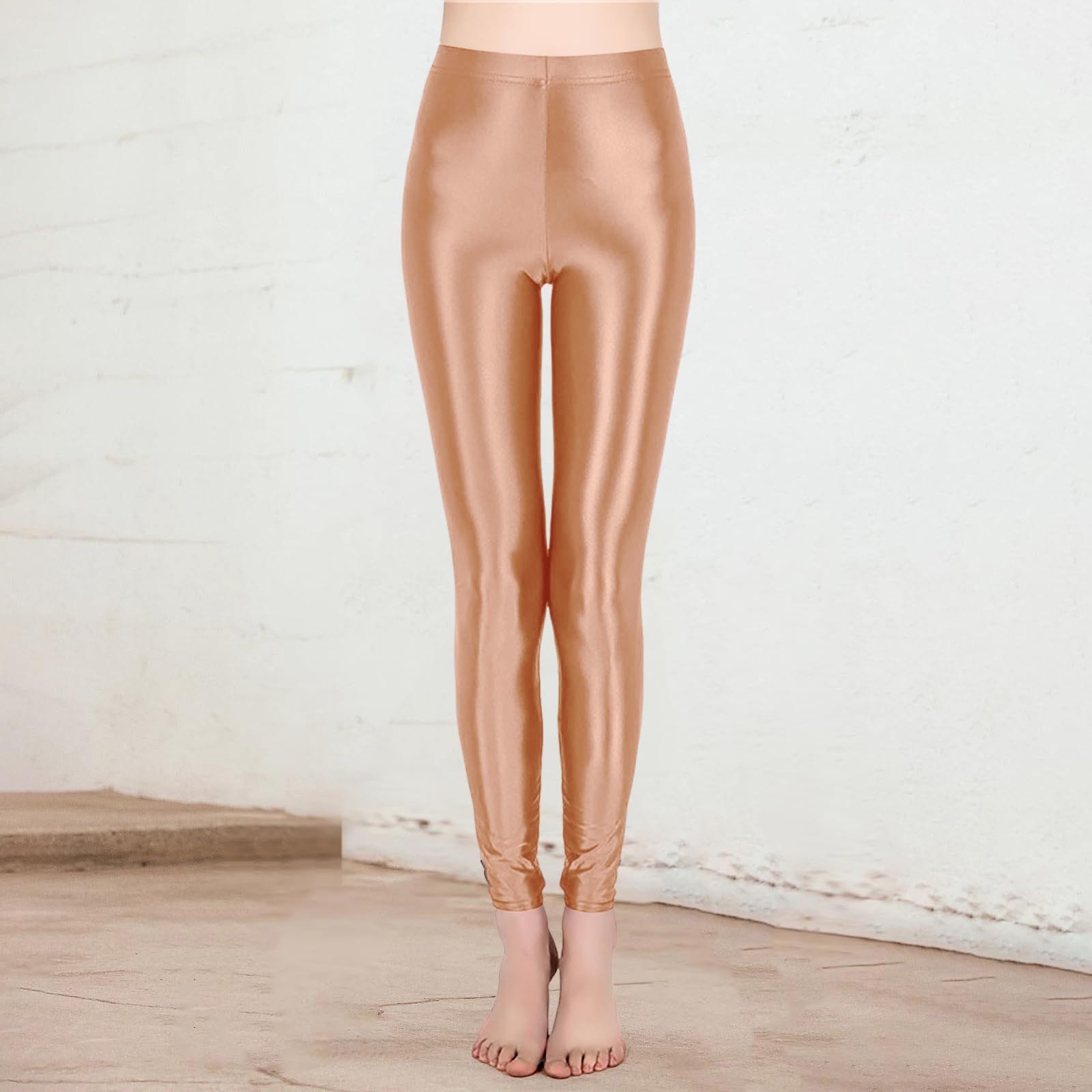 thumbnail image 3 of Leggings brillantes de entrenamiento de cintura alta para tallas grandes - 76 % nailon, alta elasticidad, aptos para yoga/baile - Tallas M-XL con tolerancia de medición de 1 pulgada, 3 of 5